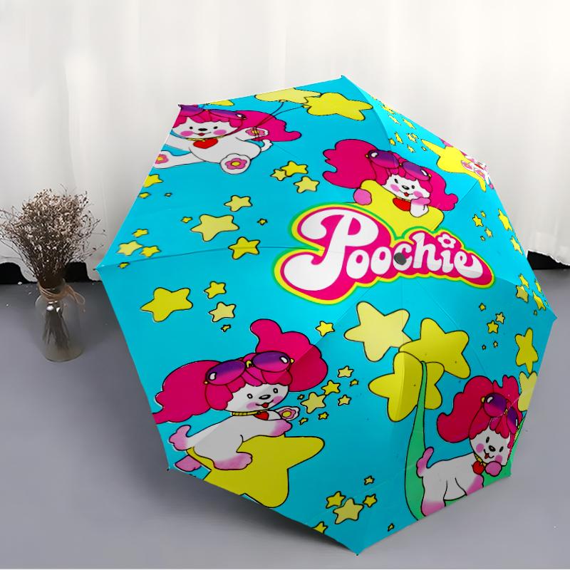 Stylish and Cute Poochie Fashionable Automatic Opening/Closing Folding Umbrella. Portable and Foldable, Ideal for Gift, Travel, and Daily Use.