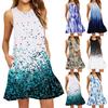 Women's Fashion Beach Skirt Round Neck Sleeveless Print Dress