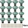 Элегантные бирюзовые 16 шт. керамические мебельные ручки - Полированная основа из цинкового сплава с цветочным дизайном - Включают крепежные винты
