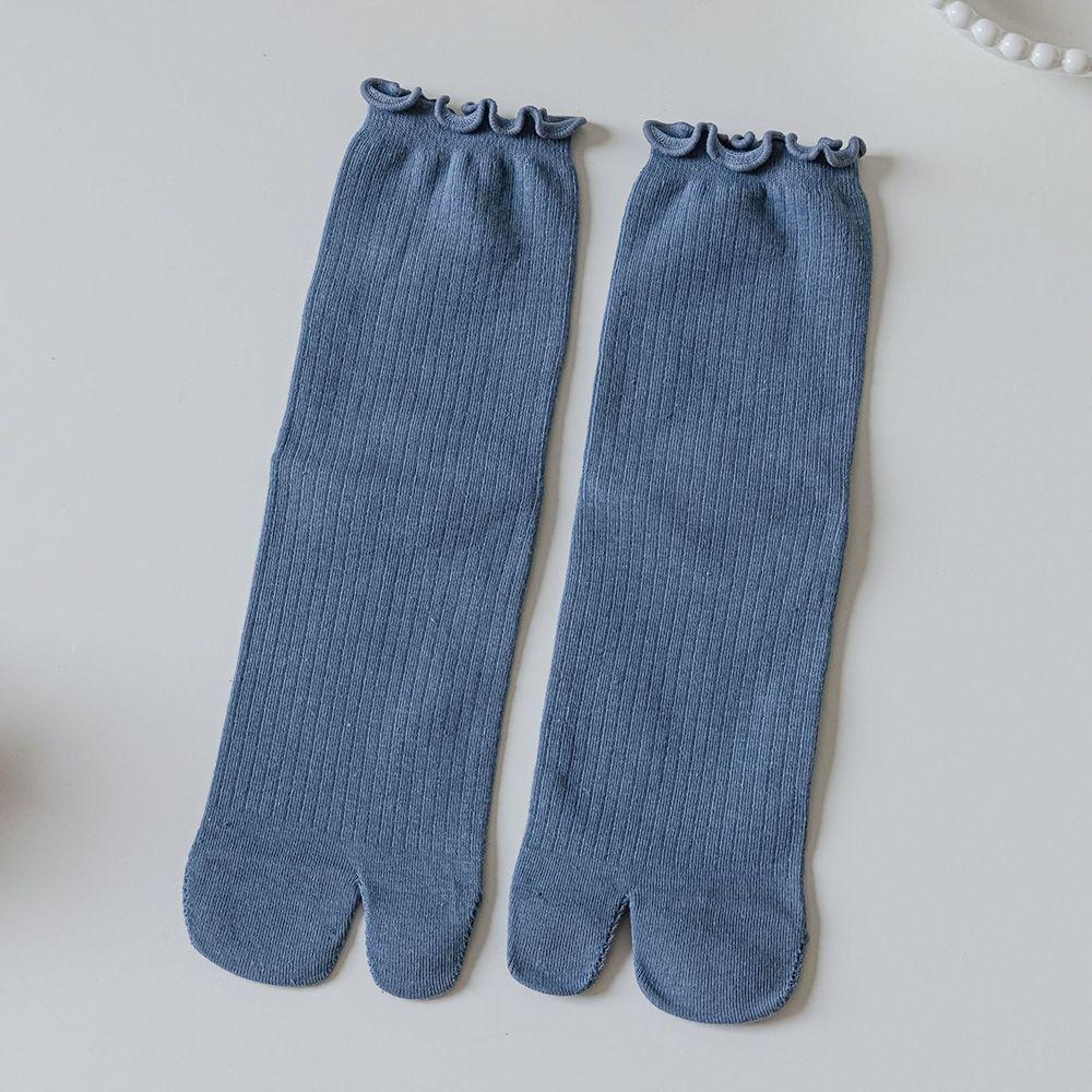 Candy Color Split Toe Cotton Ruffles Two Finger Socks Hosiery Two Toe Socks Middle Tube Socks