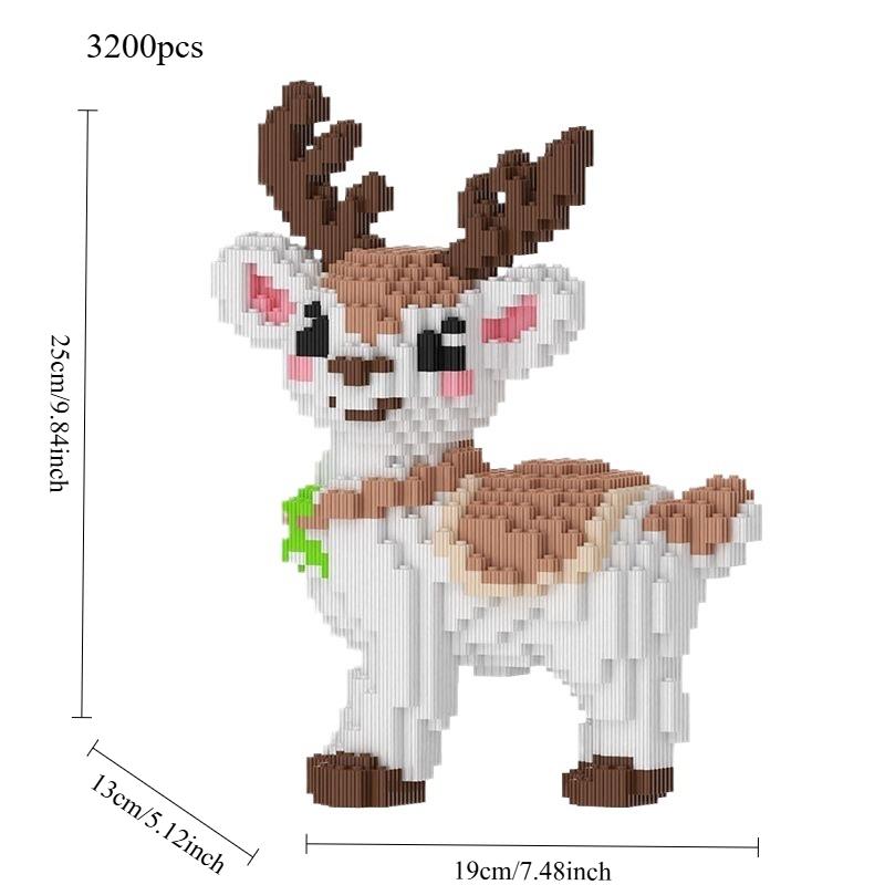 3200 шт. Милый олень Строительный блок Игрушка 3D Модель Сборка Детская игрушка Настольное украшение Детский подарок на день рождения