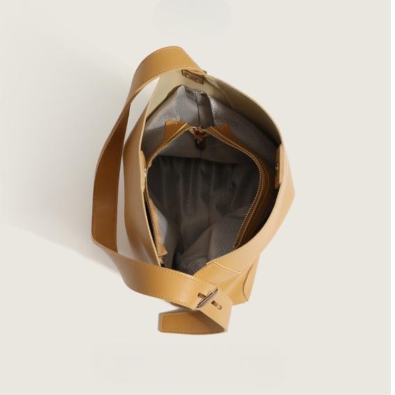 IELGY Women's Simple Solid Color Commuter Underarm Shoulder Bucket Bag, Versatile Large-capacity Tote Bag