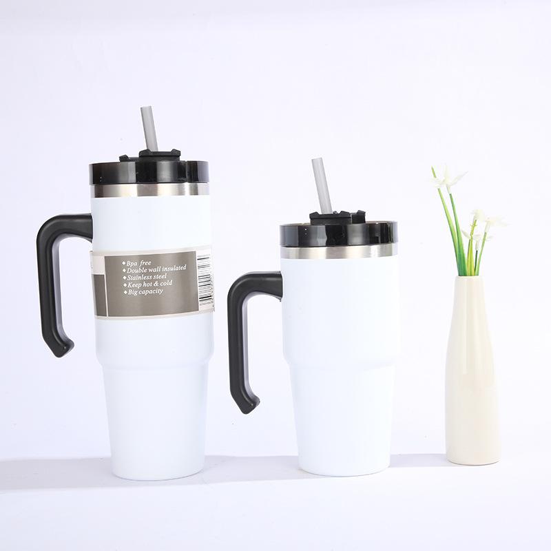 30oz Stainless Steel Vacuum Insulated Tumbler with Lid Thermal Coffee Car Cup Travel Mug Large Capacity with Handle Straw Mug