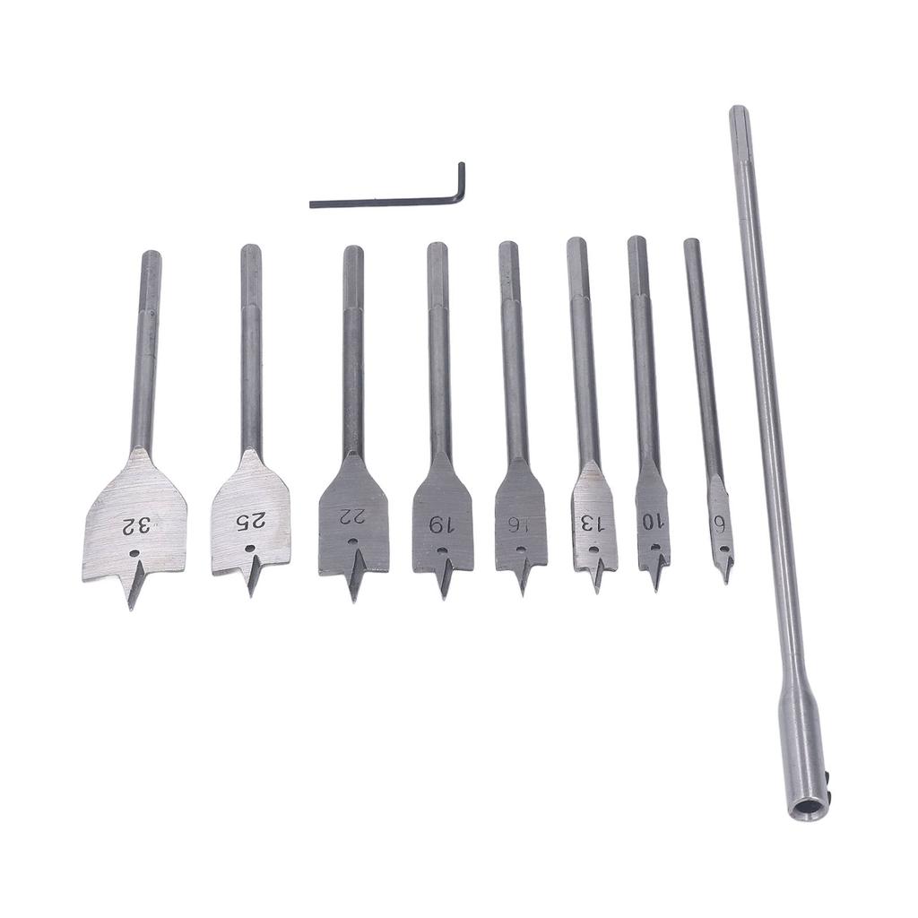 Набор из 10 сверл по дереву, высокоуглеродистая сталь, 8 размеров, хвостовик 1/4 дюйма, перьевые сверла для деревообработки
