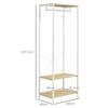 Coat Rack with Hanging Rail and 2 Shoe Shelves, 60x40x167.5cm, Light Wood Look, White Metal