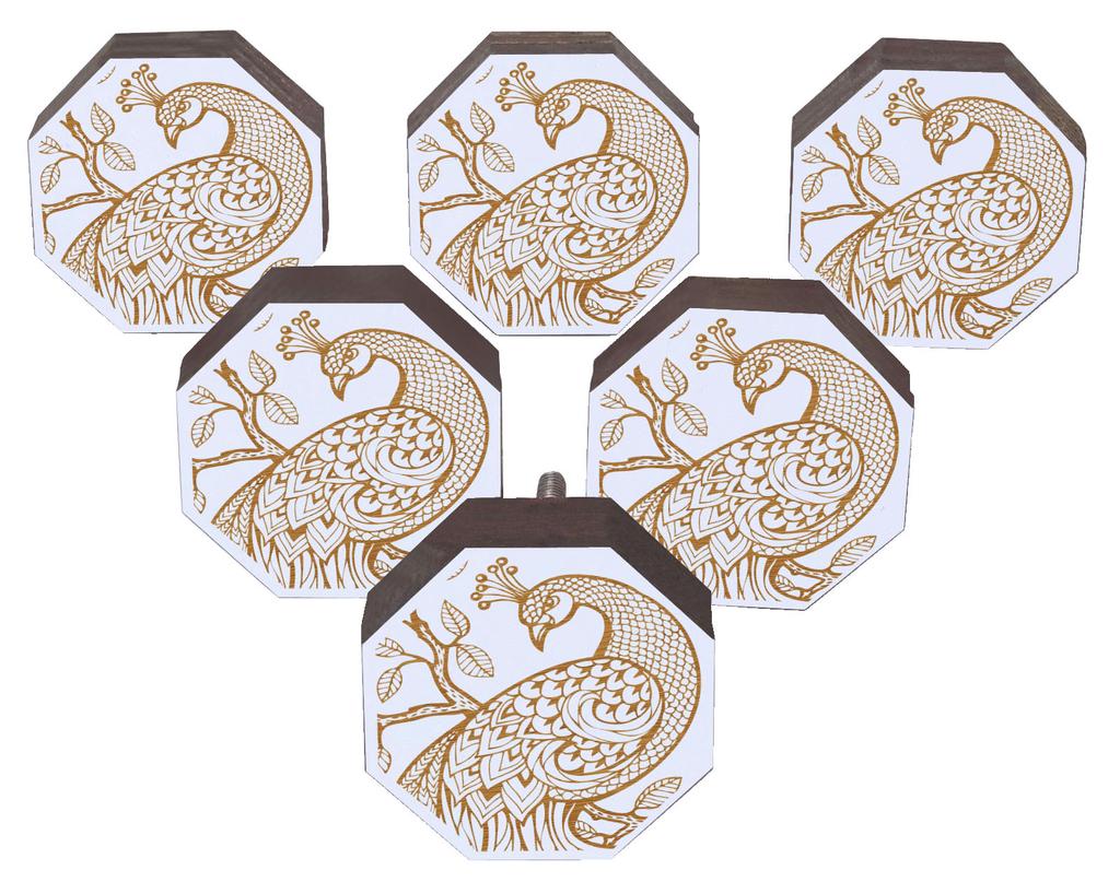 IBA Indianbeautifulart Brown Engraved Knobs 10 Pc Furniture Wooden Scallop Knobs Rustic Drawer