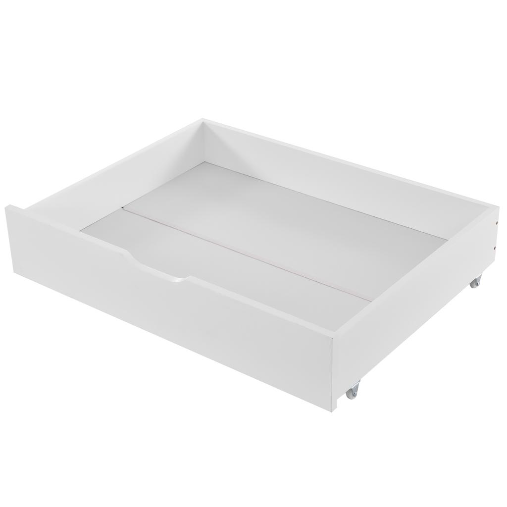 Two Drawers, Storage Space Under the Bed, MDF + Floor Rollers, White (93x66.5x20cm) (Drawers Only)