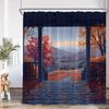 Autumn Landscape Shower Curtain Maple Forest Waterfall Landscape Tree Bathroom Decoration Polyester Bathtub Curtain