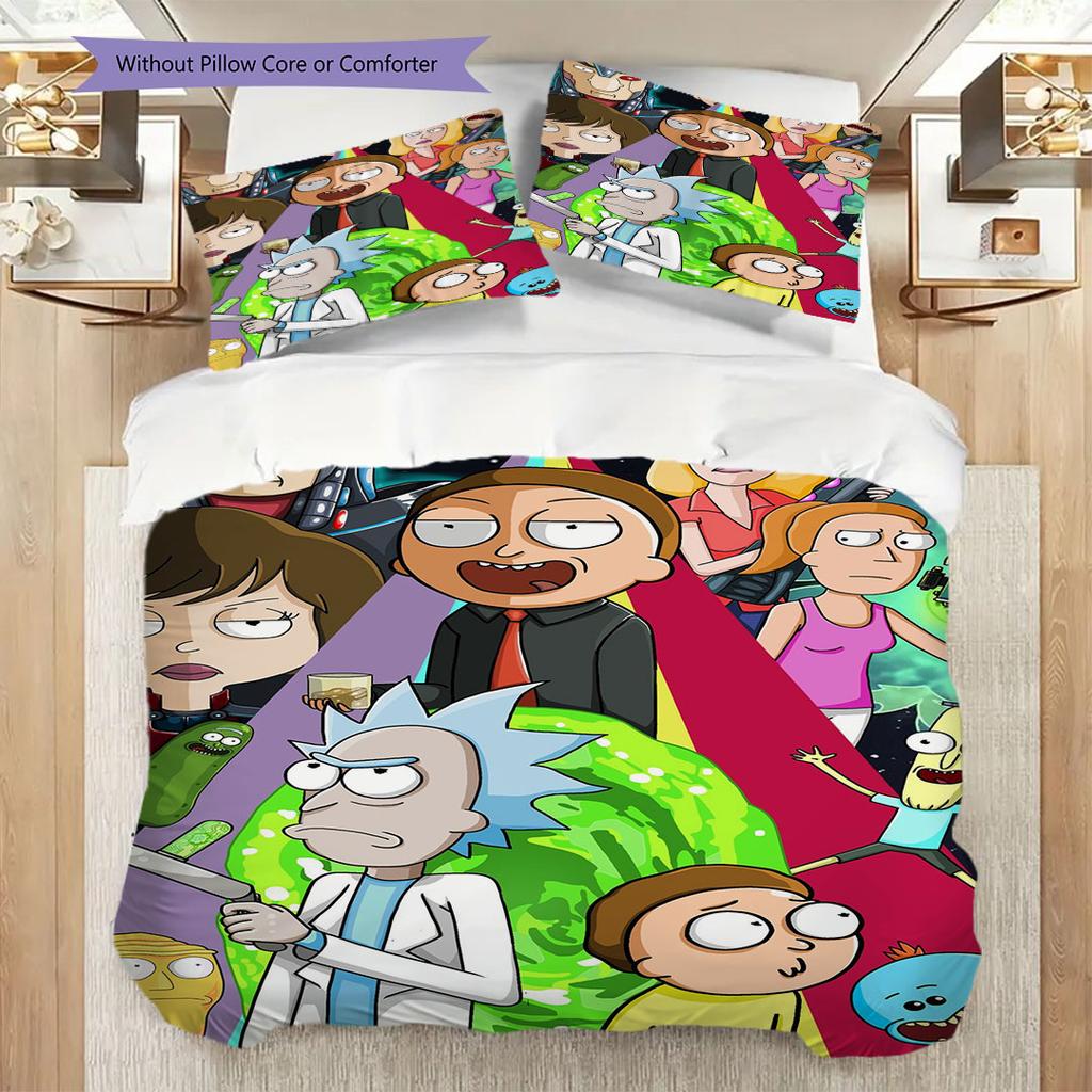 Super soft Ricky and Morty 3-piece bedding set - 1 duvet cover, 2 pillowcases, skin-friendly and comfortable(Without Core)