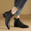 Fashion Pointed Toe Ankle Boots Women Elegant Mid Heels Leather Shoes 2025 Trend Pumps Winter Cozy Large Size Chunky Botas Mujer