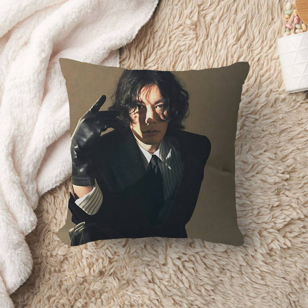 Popular Singer YYonezu KKenshi Pillow Covers Cartoon Sofa Decorative Home Doublesided Printing Short Plush Cute Cushion Cover