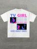 Унисекс Графическая Хлопковая Футболка Принт TV Girl Короткий Рукав Круглый Вырез Винтажный Уличный Стиль Повседневный