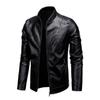 Men's Autumn New Stand Collar Men's Motorcycle Leather Jacket Washed PU Leather Jacket Top