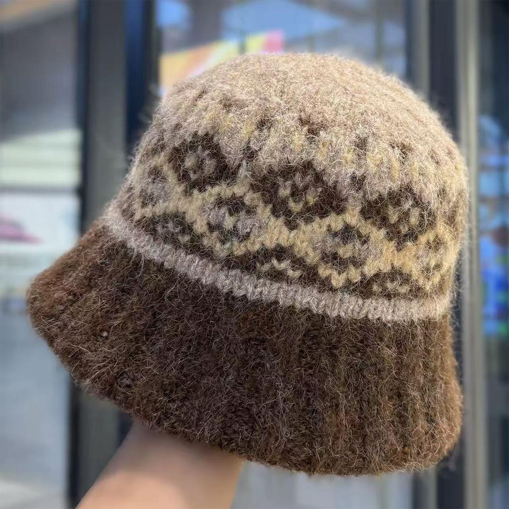 Женская шляпа, шляпа рыбака, теплая шерстяная шапка, атмосферная вязаная шапка, маленькая шляпа-ведро, подчеркивающая лицо
