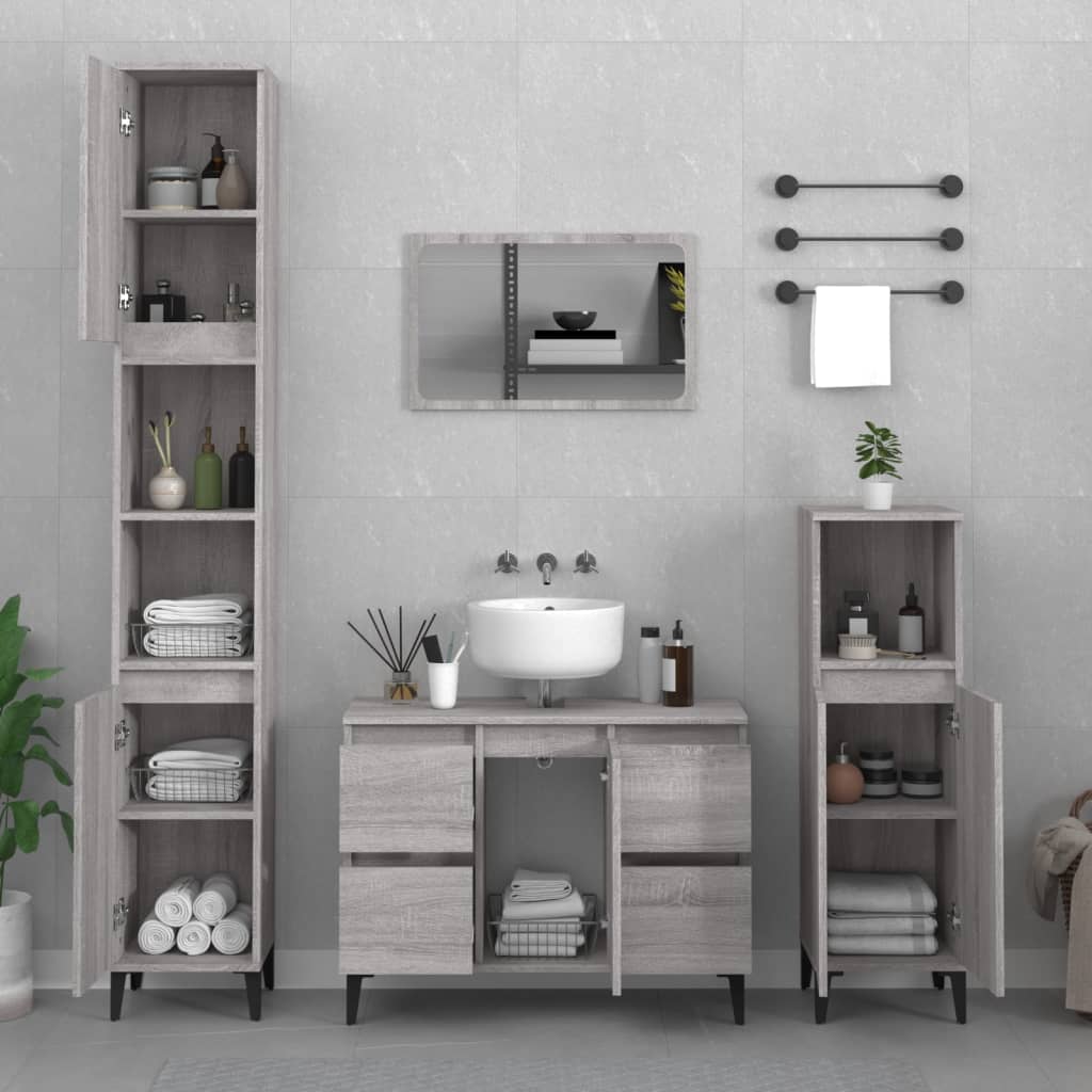 Bathroom Vanity Unit Grey Sonoma 80 x 33 x 60 cm Particleboard