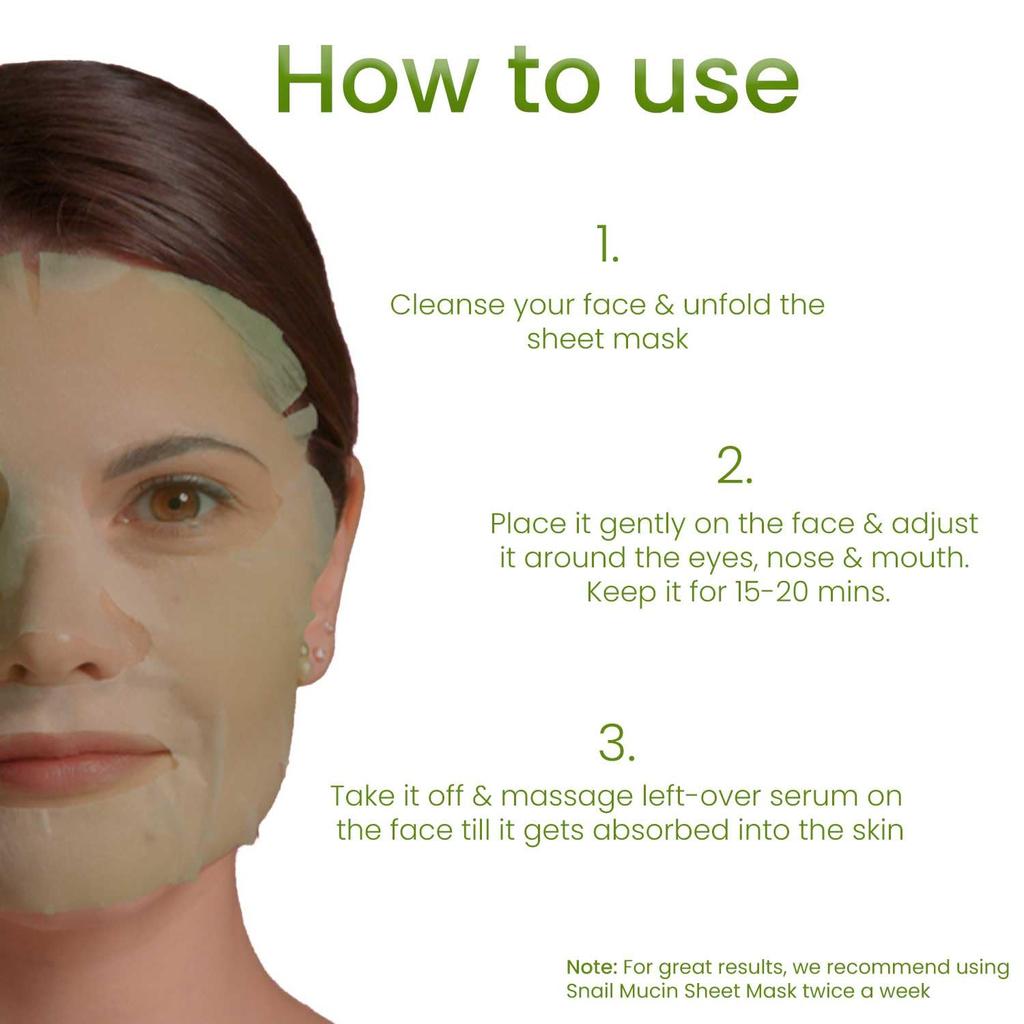 O3+ Тканевая маска для лица с муцином улитки для мгновенного сияния и гладкой текстуры кожи 30 мл в упаковке