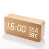 Alarm Loud Table Temperature and Humidity Wood Voice Power USB Gift Clock, Volume, Digital, Clock, Meter, Tabletop, Stylish, Grain, Detection, Saving,