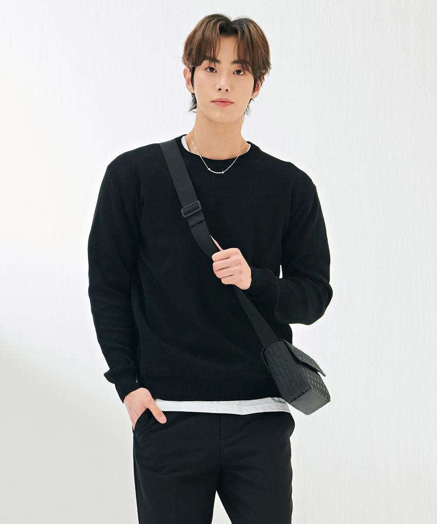 CHASECULT Men'S Modified Texture Round Sweater-Dark5211B03