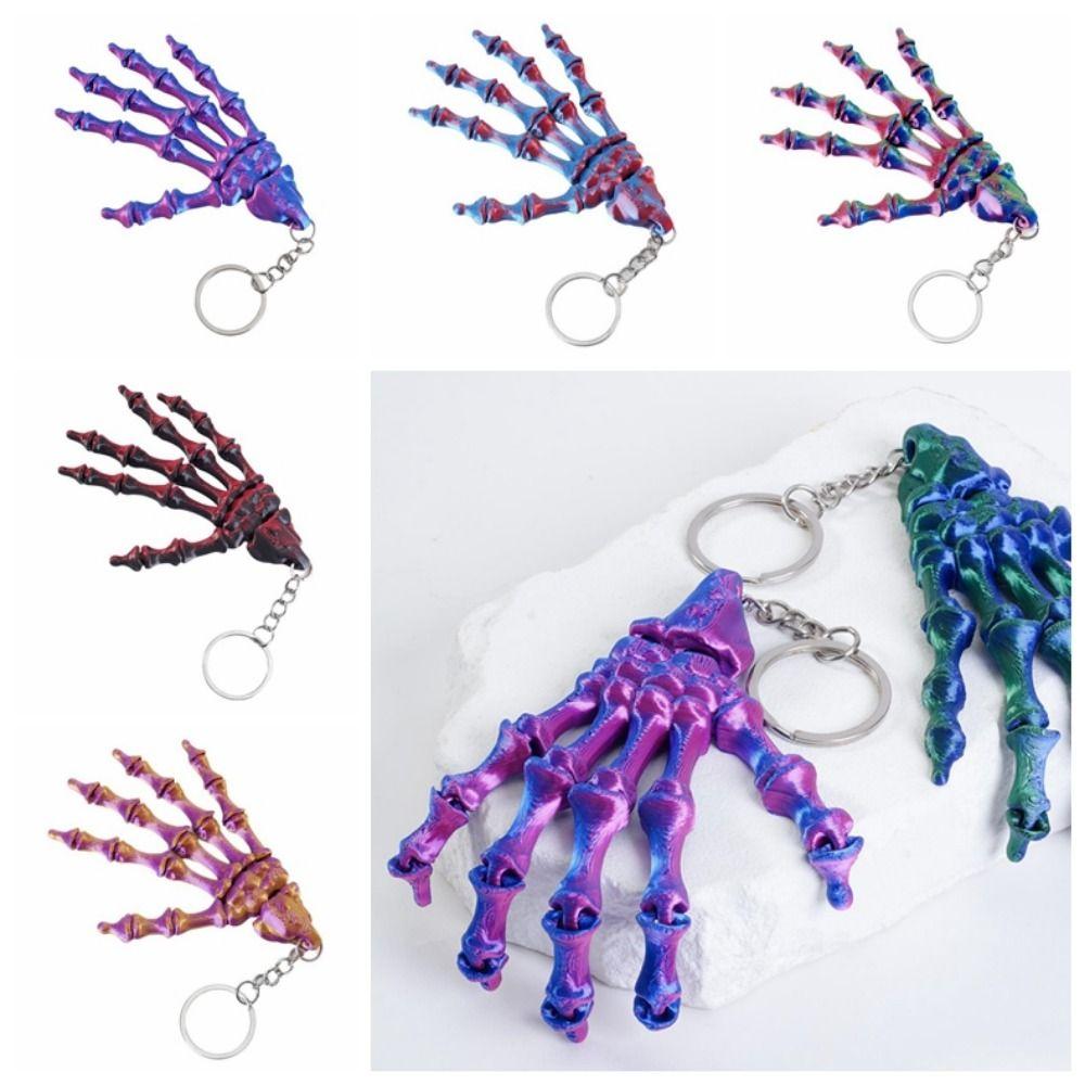 Handmade Movable Skeleton Hand Novelty Glowing Skeleton Hand Pendant Skull Hand Key Ring Desk Toy