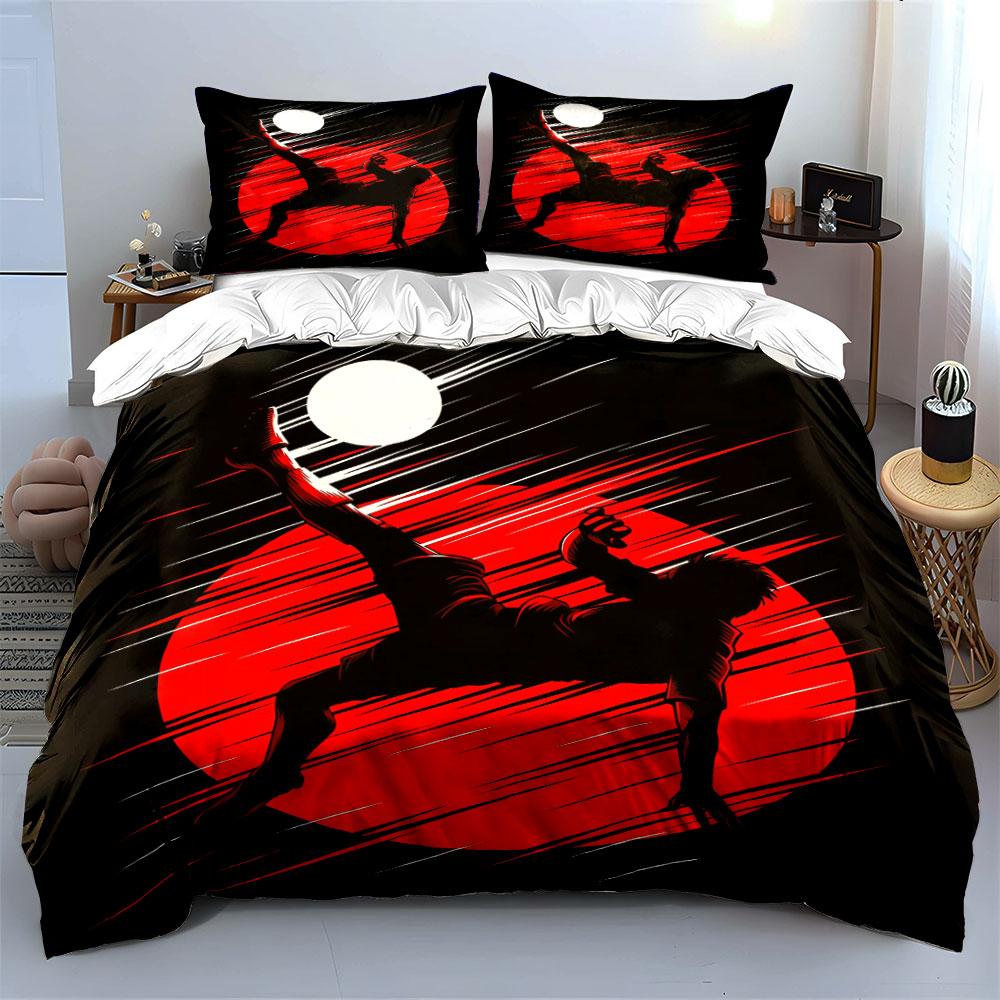 Martial Arts Red Sun Bedding Bedding Duvet Cover Set Duvet Cover Pillowcases (1 * Duvet Cover 2 * Pillowcases, without duvet insert)