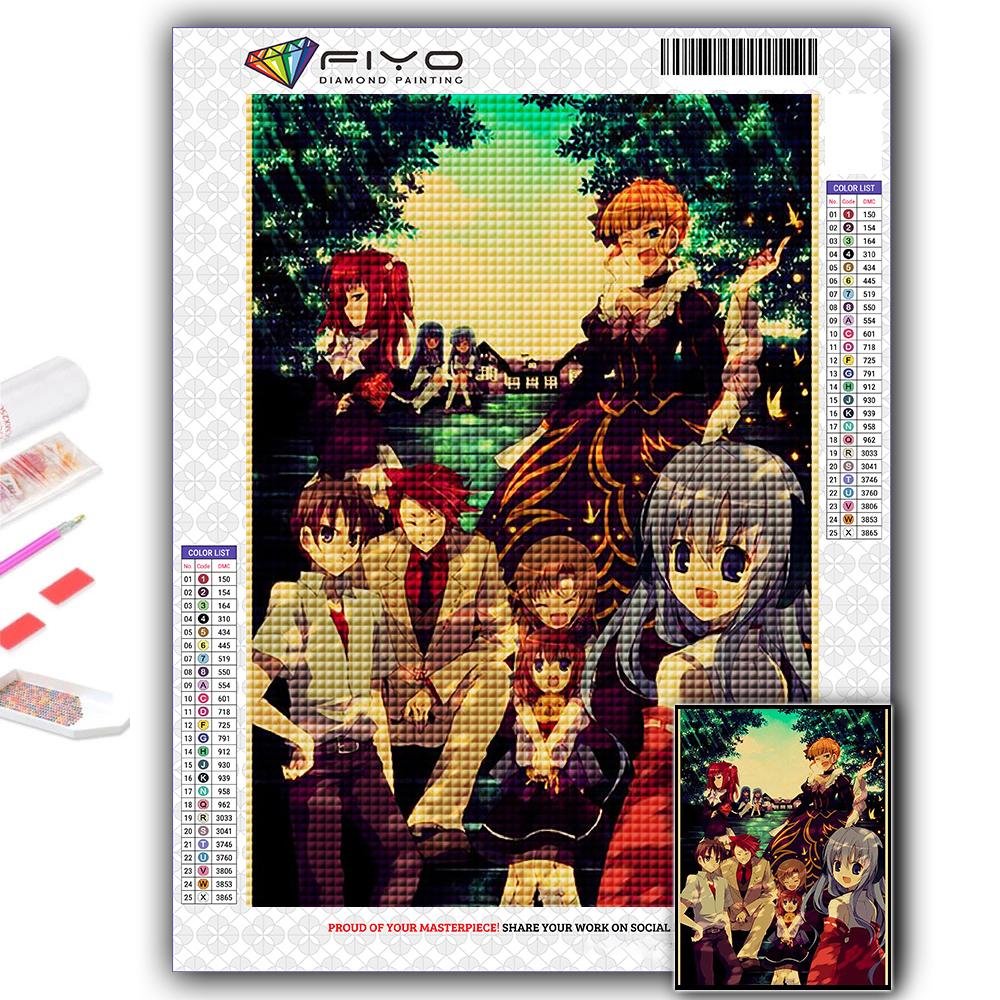 5D Алмазная картина Аниме Когда они плачут Хигураши DIY Алмазная вышивка Горный хрусталь Украшение дома