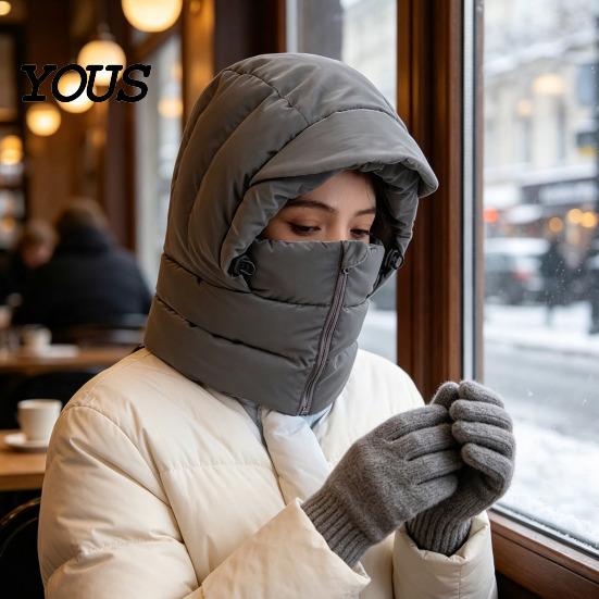 Женская теплая шапка-балаклава для улицы, зимняя, ветрозащитная, с молнией, маска для лица для холодной ветреной погоды, капюшон-шарф для катания на лыжах, велоспорта