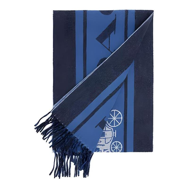 COACH Classic letter logo pattern Wool cashmere scarf Unisex couple model Navy blue