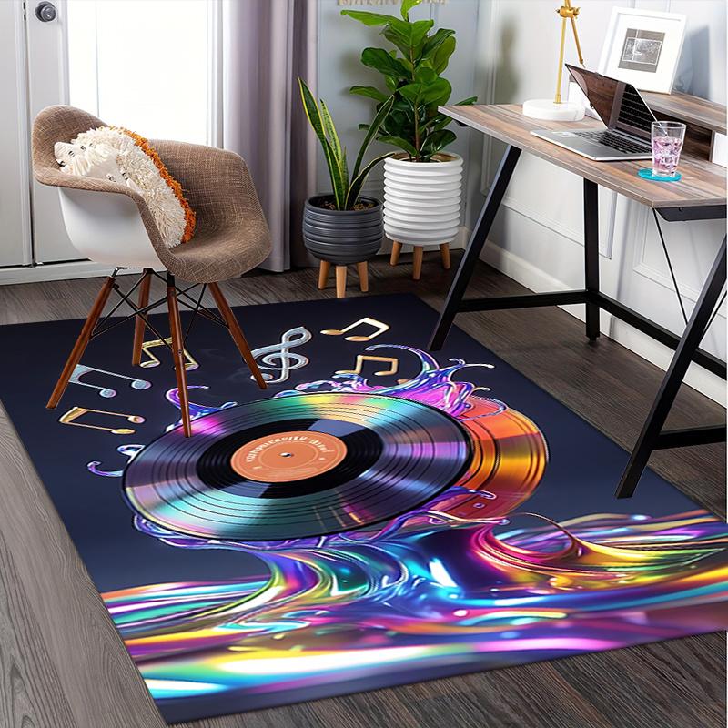 Colorful Vinyl Record Chair Mat: Office Carpet, Oversized Rug for Home Decor, Sofa Mat, Desk Pad Gift Suitable for Bedroom, Living Room, Any Room