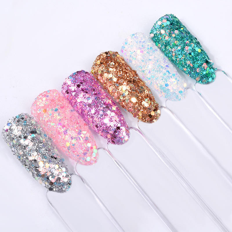 6 Pcs/Set Nail Art Jewelry Sticker Symphony Glitter Sequin Phototherapy Bright Powder Nail Polish Decoration