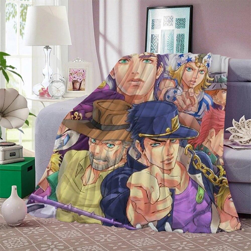 Фланелевые одеяла японского аниме «JoJo Bizarre Adventure» с принтом для детей и взрослых, одеяло, диван, путешествие, одеяло для студентов-подростков