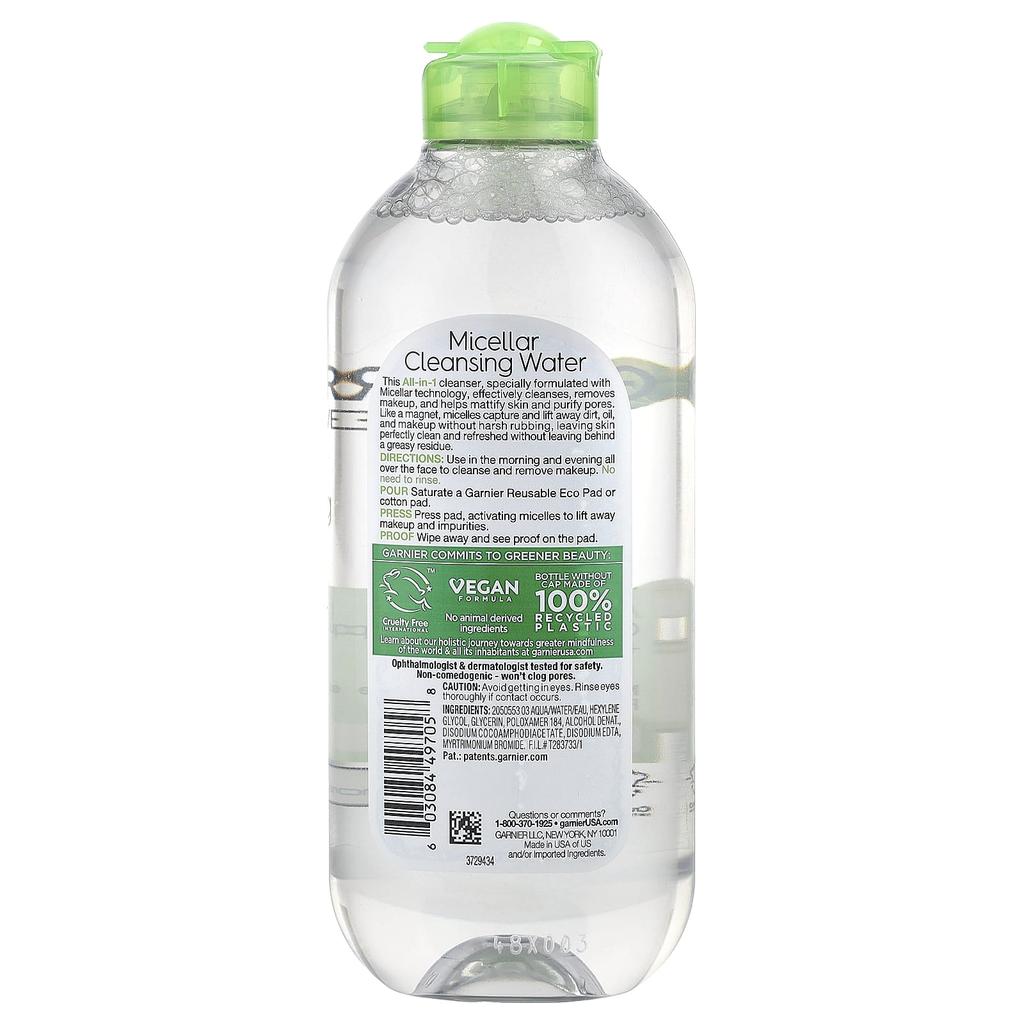 Garnier SkinActive, Micellar Cleansing Water, All-in-One Makeup Remover, For Oily Skin, 13.5 Fl Oz (400 Ml)