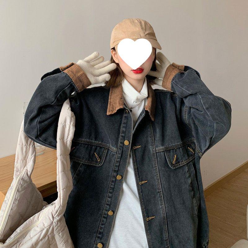 Trendy Retro Denim Jacket for Women - Autumn/Winter Loose Fit, Versatile Style