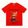 Cute Orange Cat Graphic and “I’m Not Bad Guy Do You Want To Adopt me”Text Perfect Casual Style Red Unisex Fashion Casual T-Shirt