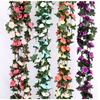 250 Cm / 99 Inch 45 Flowers Silk Roses Wedding Decoration Ivy Vine Artificial Flowers Arched Decoration with Green Leaves Wall