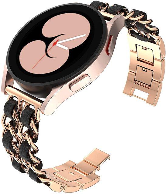 20 мм 22 мм Ремешок для Samsung Galaxy Watch 4/classic/5/6/7/FE/active 2 Кожаный+Металлический звеньевой браслет correa watch 5 Pro 45 мм Ремешок