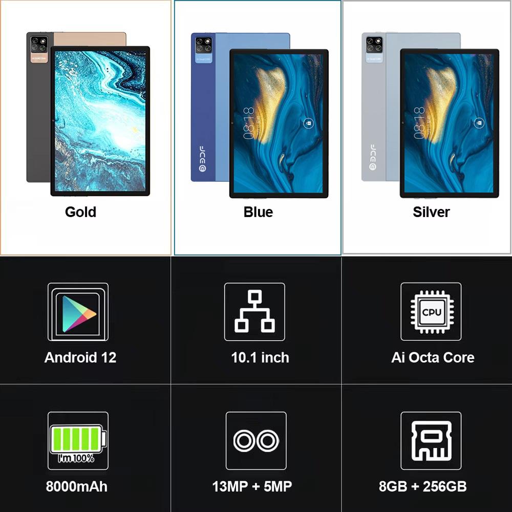 BDF 10.1 Inch Big Screen 8GB+256GB Tablet PC Android 12 3G 4G Lte WiFi BT Mobile Phone Sim Card