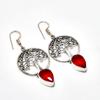 Mozambique Garnet Gemstone Handmade 925 Silver Plated Jewelry Earring 2.08"