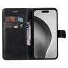 For iPhone 16 Pro Max Case Solid Color Leather Mobile Cover Wallet Stand with Strap