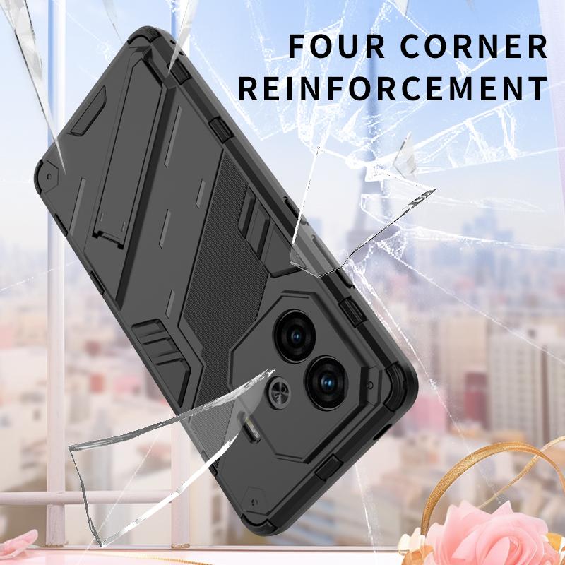 For Vivo Y200 Y200e GT Y100 (IDN) 5G Punk Armor Shockproof Bumper Rugged Rubberized PC Fitted Kickstand Case Stand Holder Cover Shell