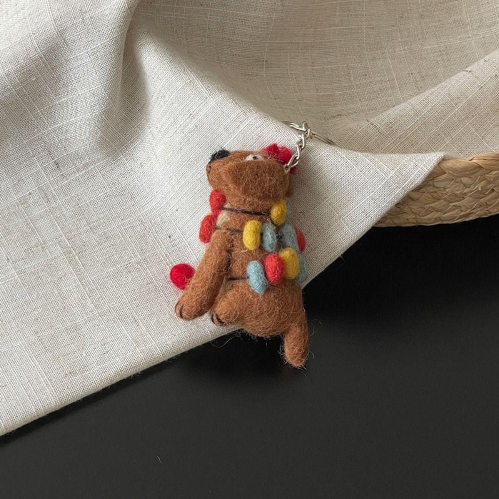 Puppy Wool Felt Animal Pendant Dog Cartoon Keychain Cartoon Rabbit Keyring Couple