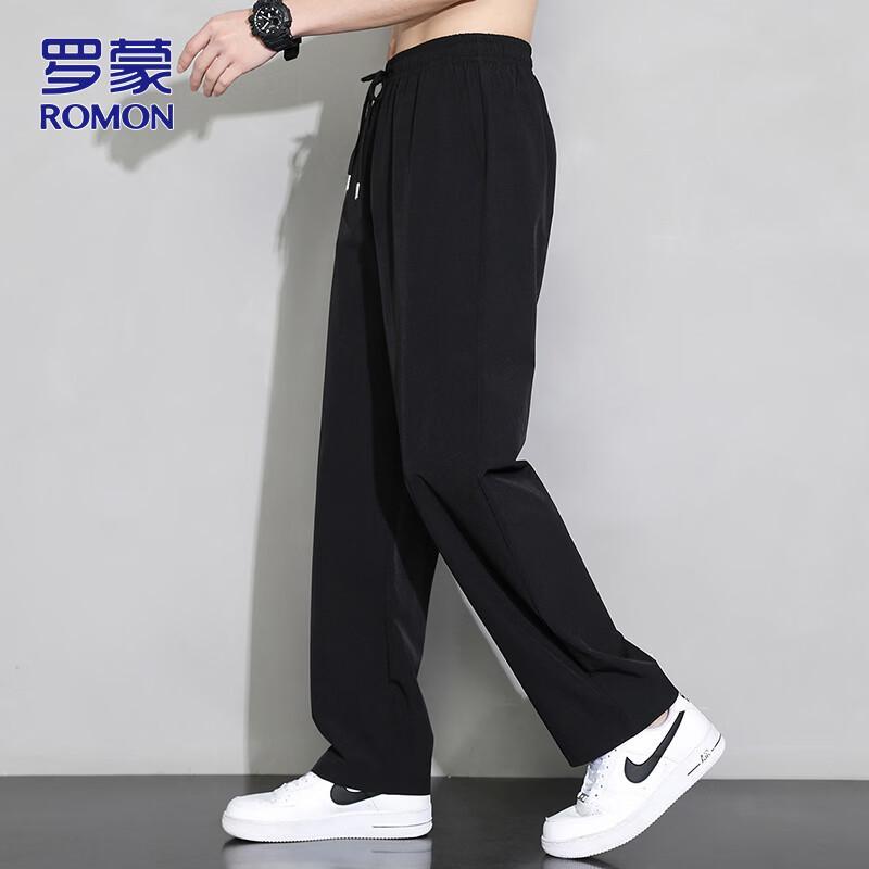 ROMON Men's Summer Ice Silk Straight-Leg Casual Pants