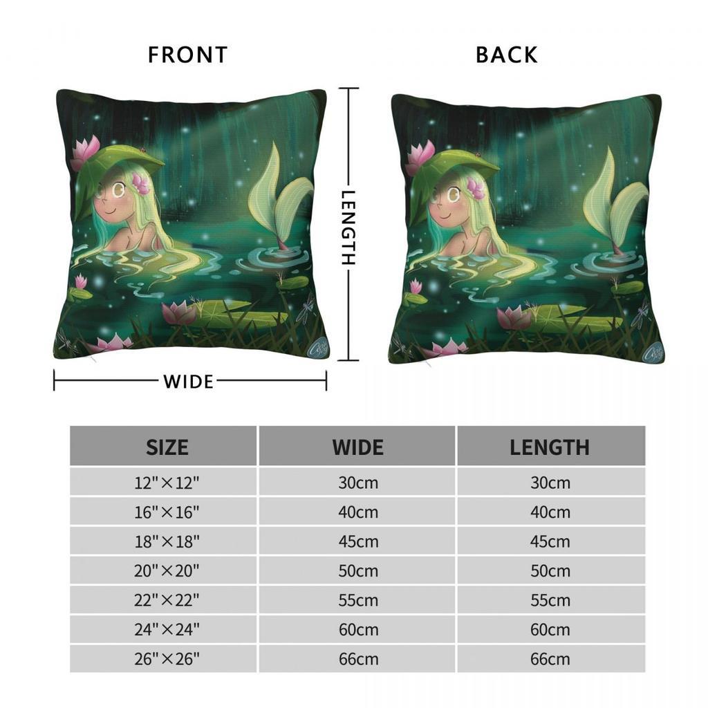 Mermaid In A Lily Pond Pillowcase Polyester Linen Velvet Printed Zip Decorative Pillow Case Room Cushion Cover