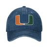 Washed Baseball Cap Miami Hurricanes 2025 College Football Playoff The U is Back Summer y2k Running Hippie Sun Baseball Caps