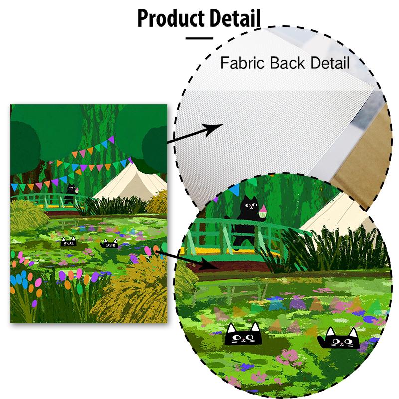 Fashion Colorful Cat Vase Leaf Flower Illustration Wall Art Canvas Painting Abstract Plant Posters Prints Pictures for Kids Room