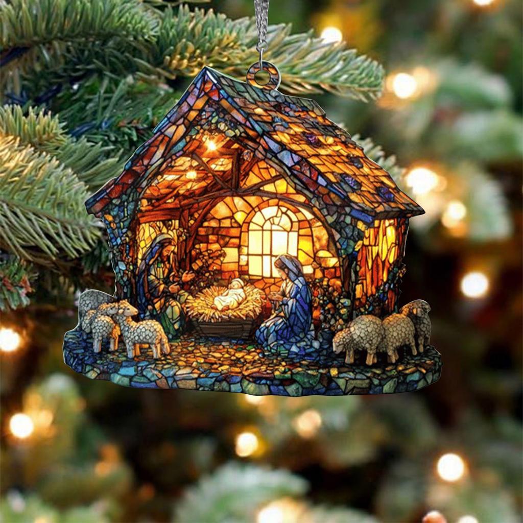 2D ручной работы ловец солнца окрашенный акриловый вертеп ловец солнца подвесное украшение для окна для домашнего декора христианский для семьи