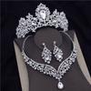 Комплекты ювелирных изделий принцессы невесты для женщин, модные диадемы, свадебные комплекты ожерелий, короны, серьги, свадебные комплекты ожерелий, пышные украшения