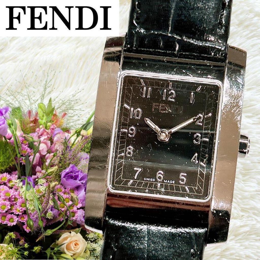 Б/у Рабочий Fendi FENDI часы квадратные черные y2k 00-е 008 черный циферблат кварцевые рабочие рабочие