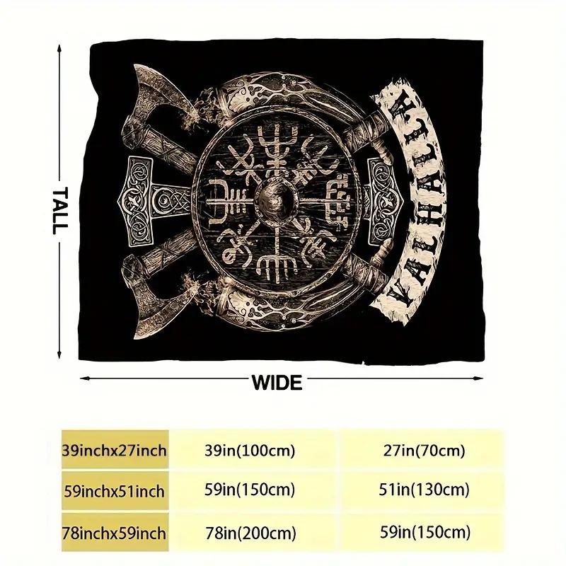 Vintage flannel blanket Viking pattern is soft and comfortable for camping sofa bed and office blanket decoration