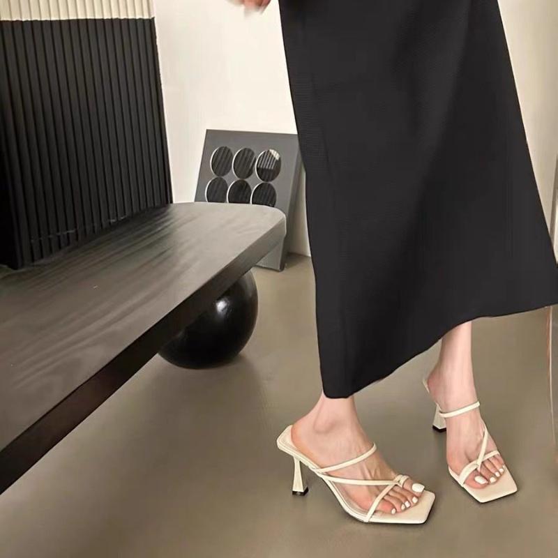 Модная летняя женская обувь на высоком каблуке, нескользящая, женские туфли с открытым носком, праздничная обувь, модные женские шлепанцы с квадратным носком, роскошные Chanclas De Mujer