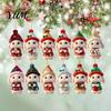 Lightweight Wooden Holiday Ornaments Christmas Bunny Ornament, 2D Flat Rabbit Hanging Decor with Santa Unique Tree Hat, Pendant for Wreath Door,